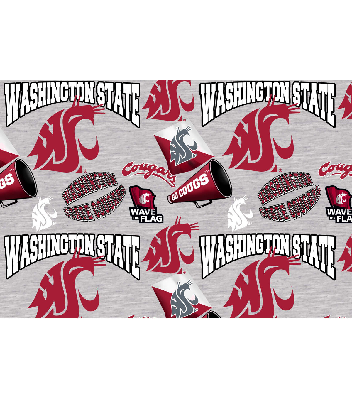Washington State University Cougars Cotton Fabric Collegiate Mascot