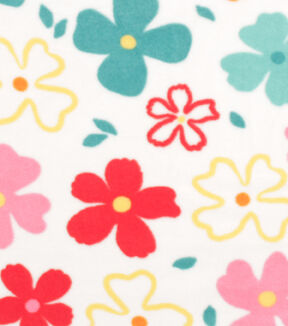 Women's Empowerment Floral on White Anti Pill Fleece Fabric