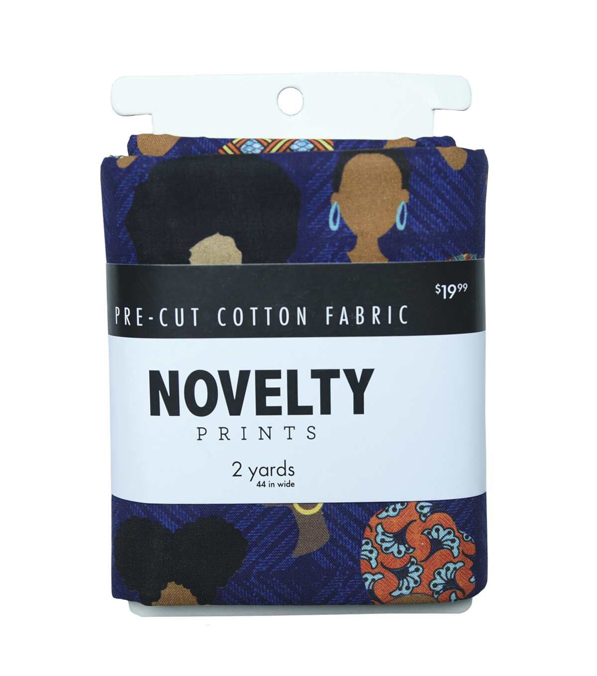 Hair Fun On Blue Black History Month Novelty Cotton 2 Yard Precut