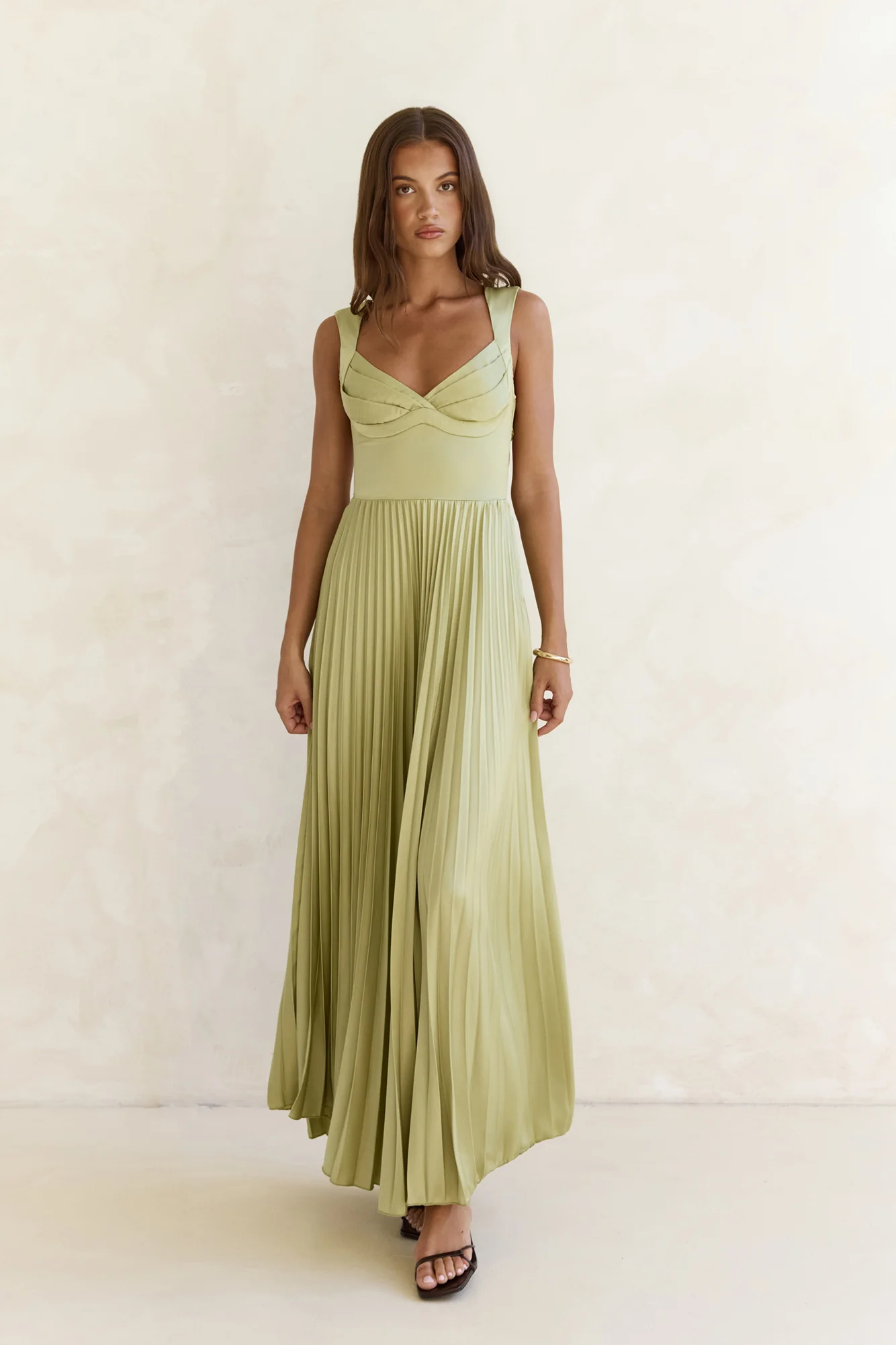 Song Of The Sky Plisse Maxi Dress Green