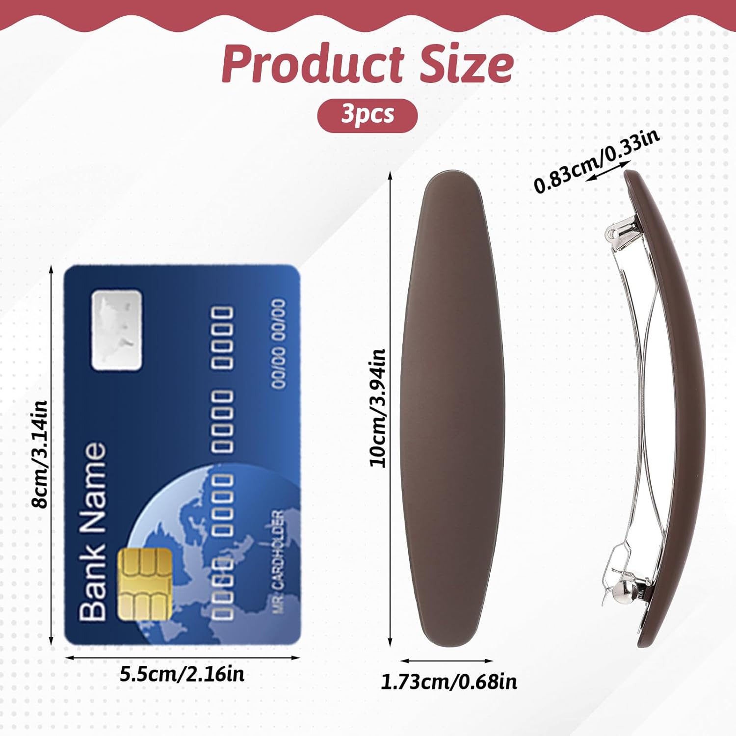 YBEATY 3PCS Large Hair Barrette Matte 4 Inch Hair Barrettes No Slip Not Easy to Break French Hair-Clips French Matte Curved Hair-Clips Vintage 90s Accessories for Women Thick Thin