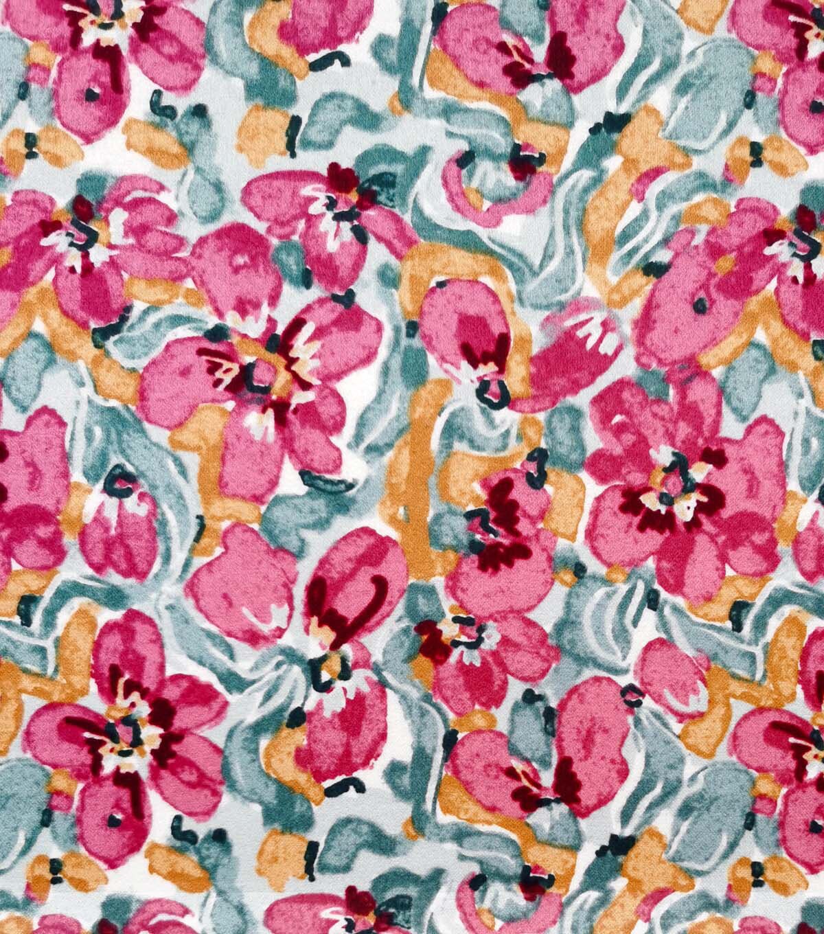 Pink Painted Floral Luxe Flannel Fabric