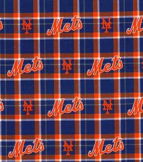 Fabric Traditions New York Mets MLB Flannel Fabric Plaid