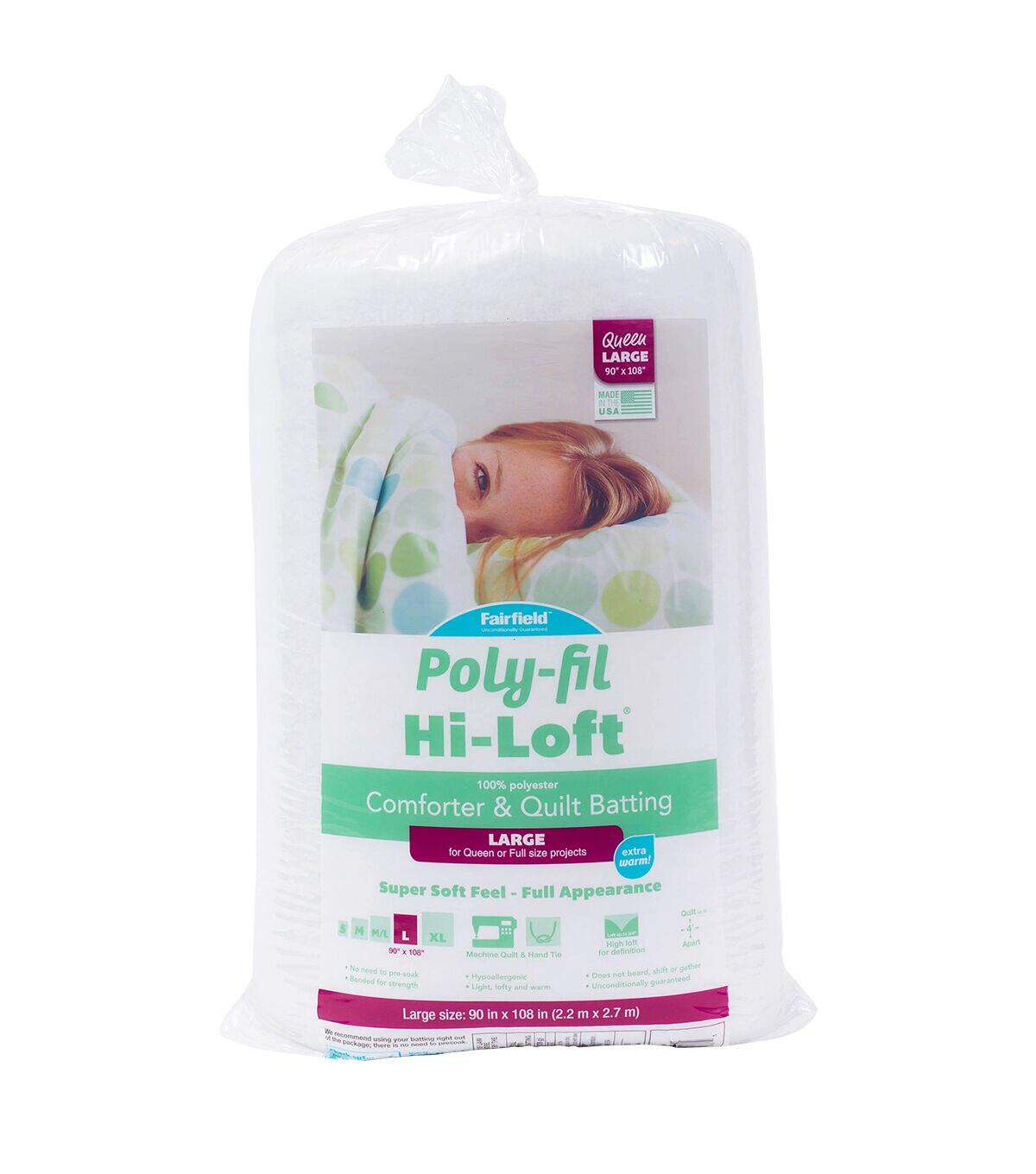 Poly Fil Hi Loft 100% Bonded Polyester Batting Full Size 81 x 96