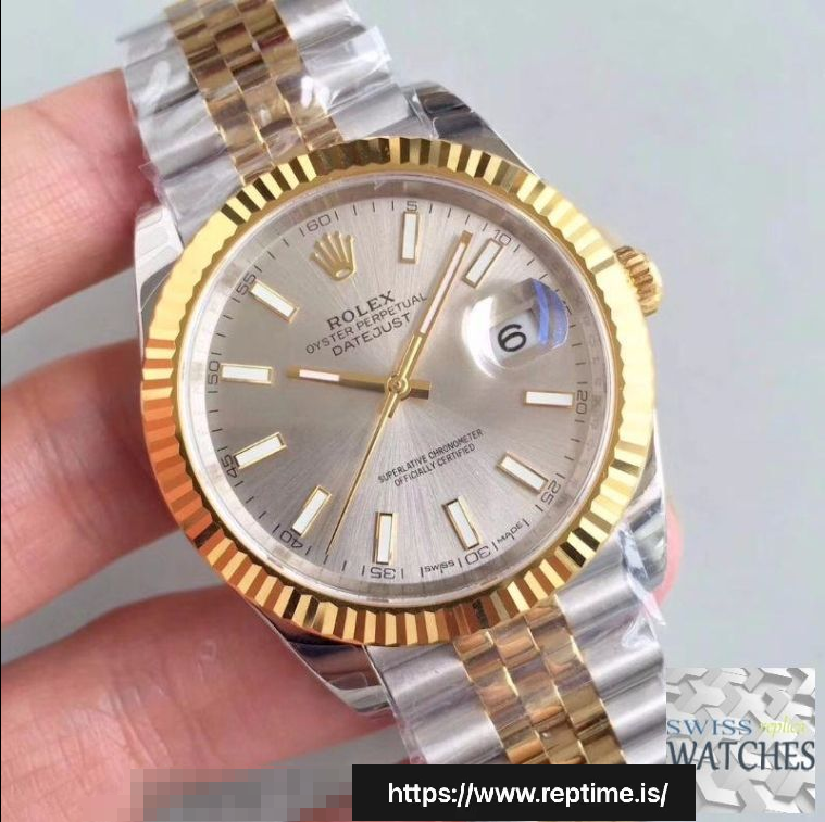 ROLEX DATEJUST SILVER DIAL SAPPHIRE CRYSTAL 41MM SWISS REPLICA m126333.0004