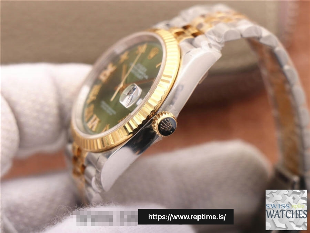 ROLEX DATEJUST GREEN DIAL 18K YELLOW GOLD 36MM SWISS REPLICA m126233.0025