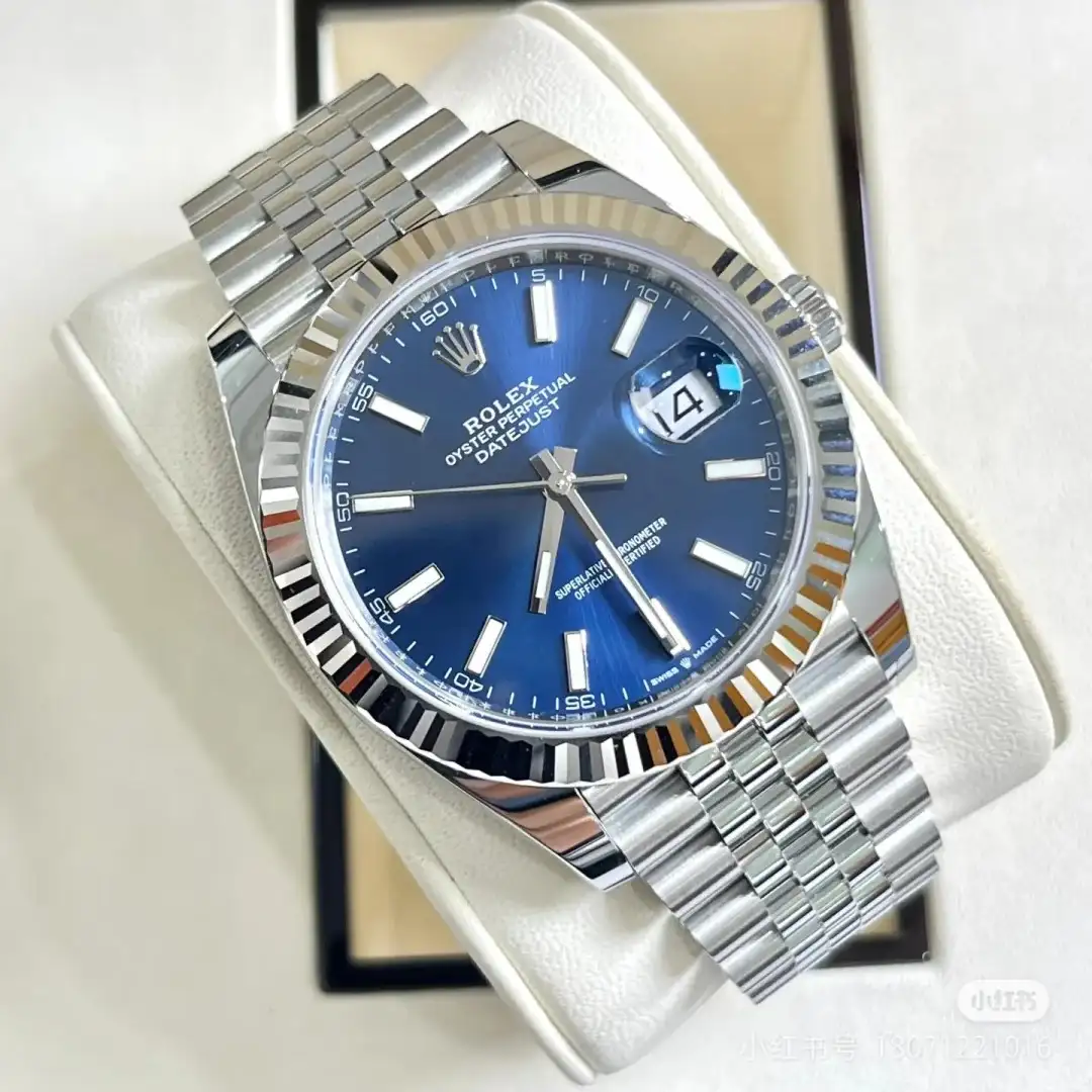 Rolex Datejust 41 White Gold/Steel Blue Dial Fluted Bezel 126334 (Jubilee)