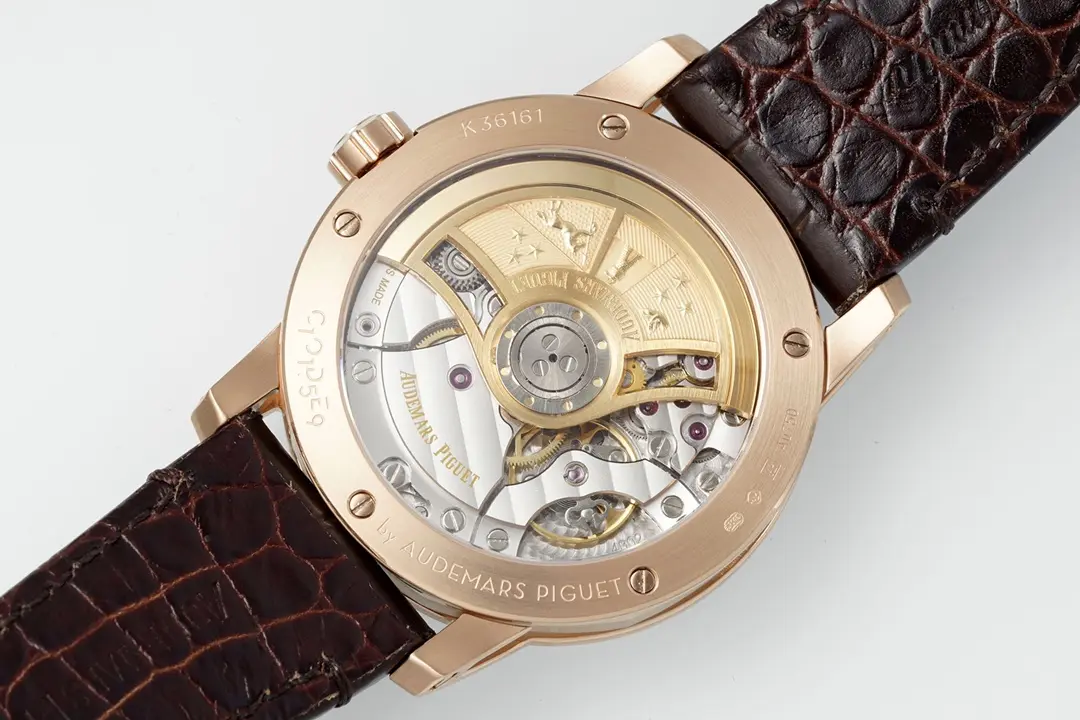 watch Audemars Piguet CODE 11.59 Blue Dial Three-Hand Automatic Watch   41mm Rose Gold Case with Brown Leather Strap