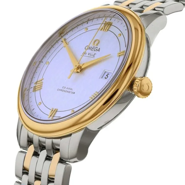 Omega De Ville Men Automatic Mother of Pearl Stainless Steel 18ct Yellow Gold Watch O42420402002001