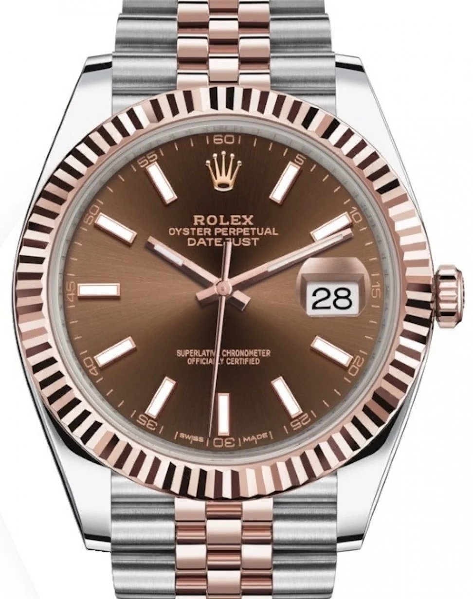 Rolex Datejust 41 Rose Gold/Steel Chocolate Dial Fluted Bezel (Jubilee) 126331