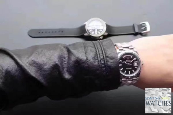 ROLEX DAY DATE BLACK DIAL SAPPHIRE CRYSTAL 41MM SWISS REPLICA 118239.1