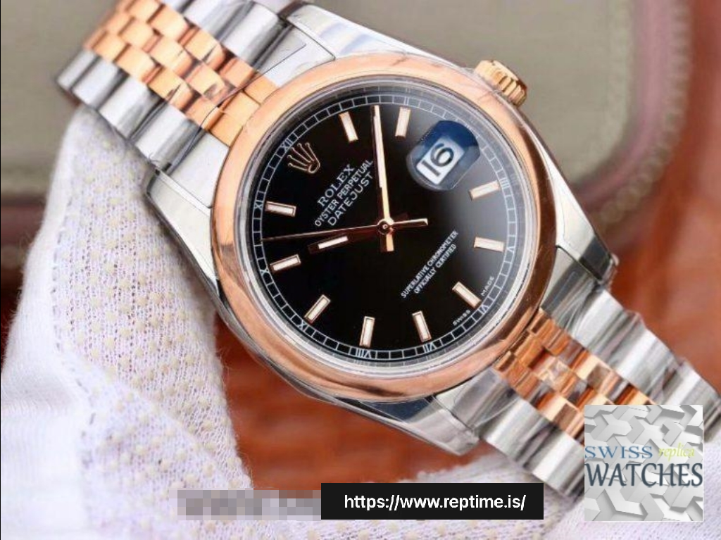 ROLEX DATEJUST BLACK DIAL STAINLESS STEEL 36MM SWISS REPLICA 126201.1