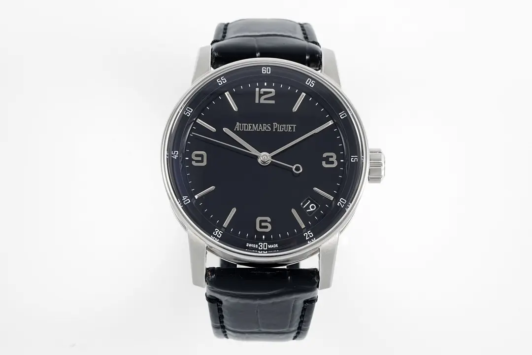 watch Audemars Piguet CODE 11.59 Blue Dial Three-Hand Automatic Watch 41mm Stainless Steel Case with Black Leather Strap