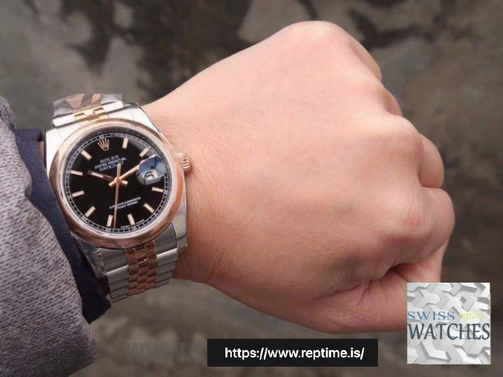 ROLEX DATEJUST BLACK DIAL STAINLESS STEEL 36MM SWISS REPLICA 126201.1