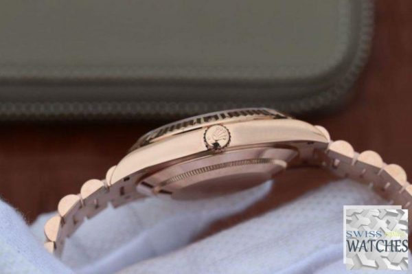 ROLEX DAY DATE BROWN DIAL 18K ROSE GOLD 40MM SWISS REPLICA 228235.9