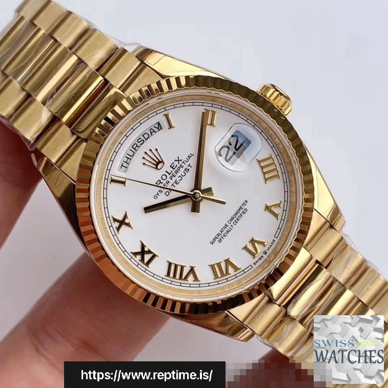 ROLEX DAY DATE WHITE DIAL SAPPHIRE CRYSTAL 36MM SWISS REPLICA m128238.2