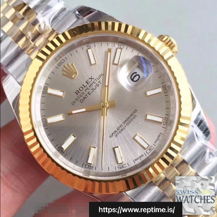 ROLEX DATEJUST SILVER DIAL SAPPHIRE CRYSTAL 41MM SWISS REPLICA m126333.0004