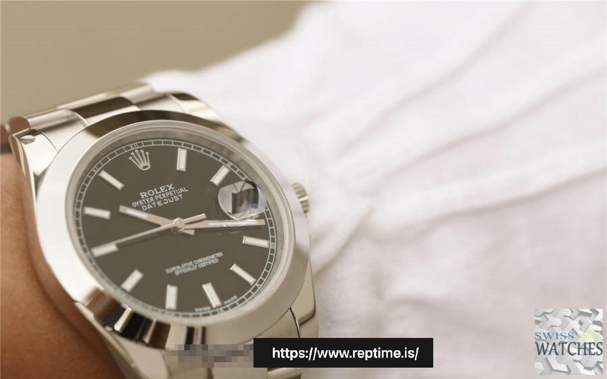 ROLEX DATEJUST BLACK DIAL STAINLESS STEEL 41MM SWISS REPLICA m126300.0011