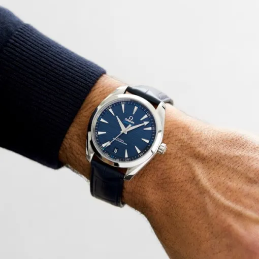 Omega Seamaster Aqua Terra Men Automatic Blue Leather Watch O22013412103001