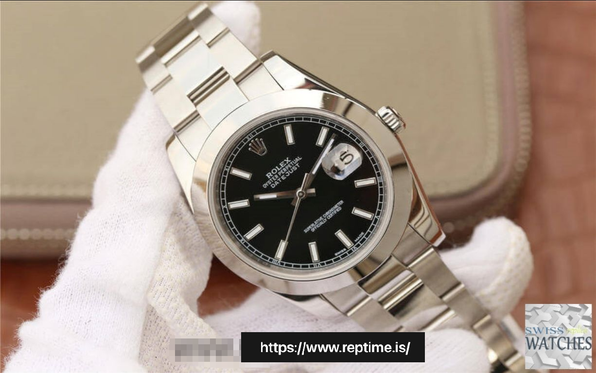 ROLEX DATEJUST BLACK DIAL STAINLESS STEEL 41MM SWISS REPLICA m126300.0011