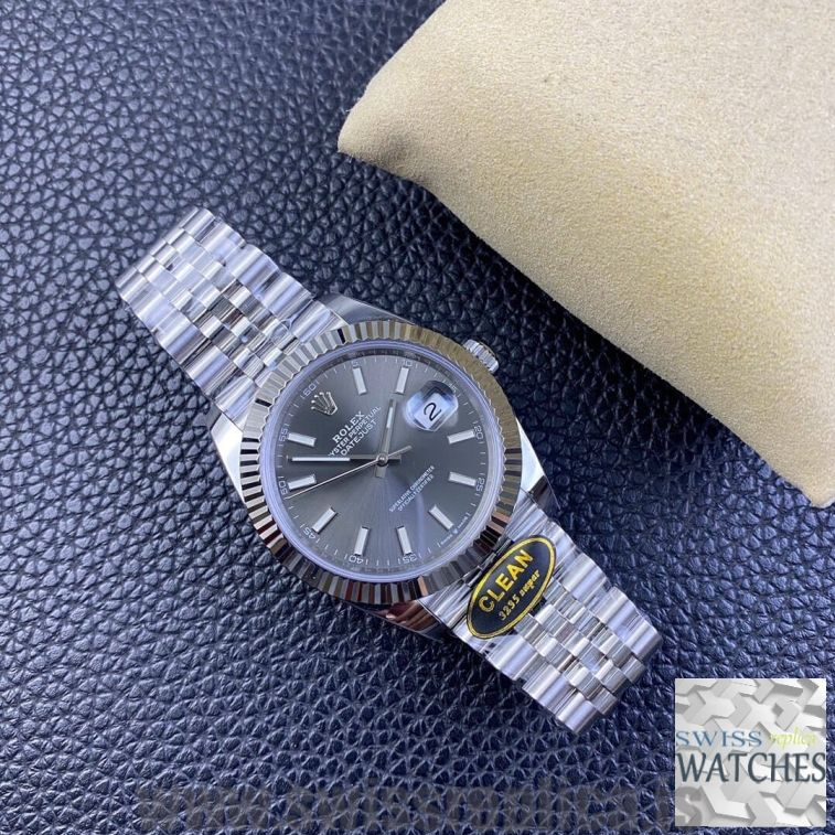 ROLEX DATEJUST GRAY DIAL STAINLESS STEEL 41MM SWISS REPLICA m126334.0024