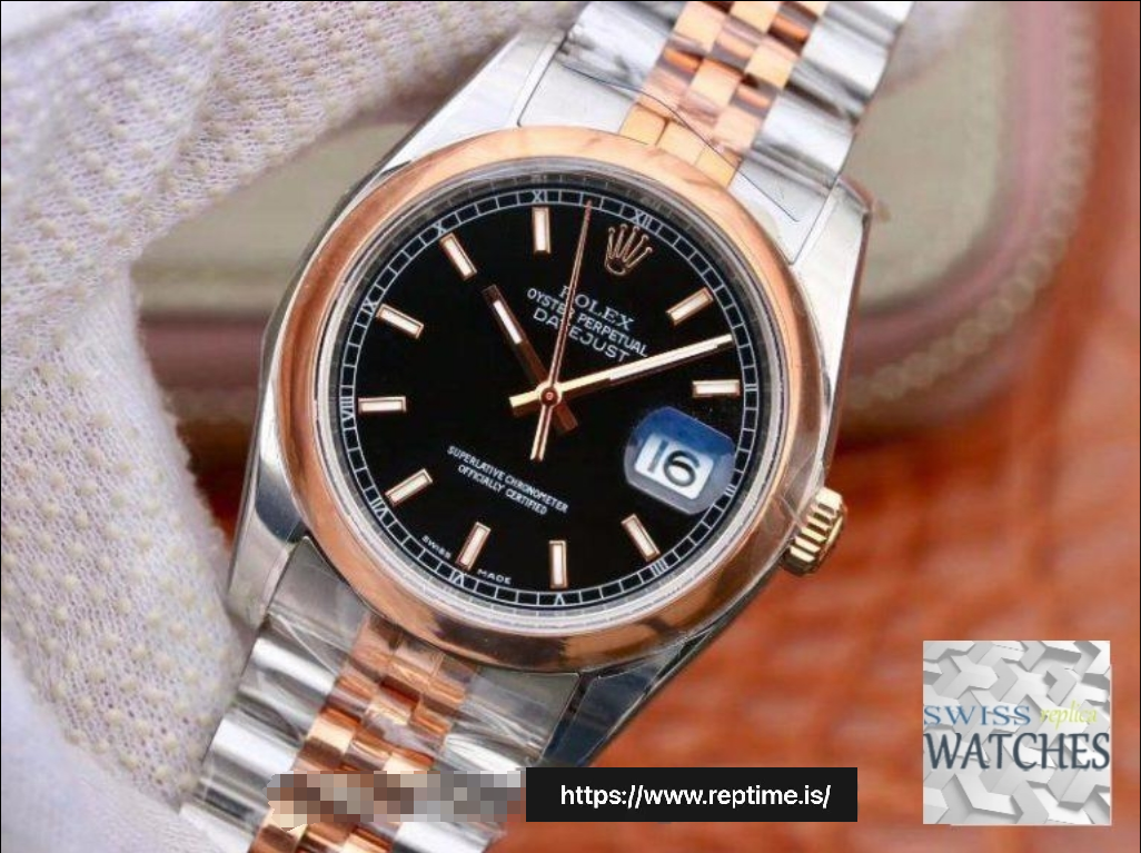 ROLEX DATEJUST BLACK DIAL STAINLESS STEEL 36MM SWISS REPLICA 126201.1