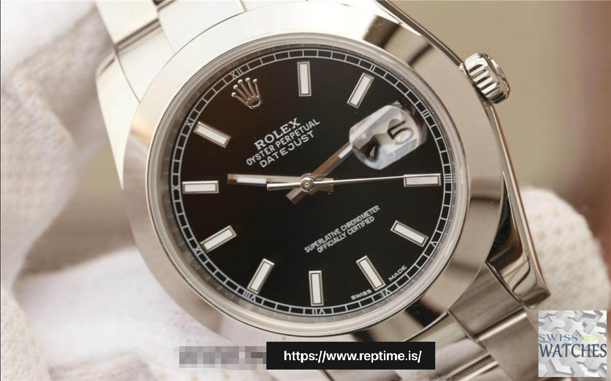 ROLEX DATEJUST BLACK DIAL STAINLESS STEEL 41MM SWISS REPLICA m126300.0011