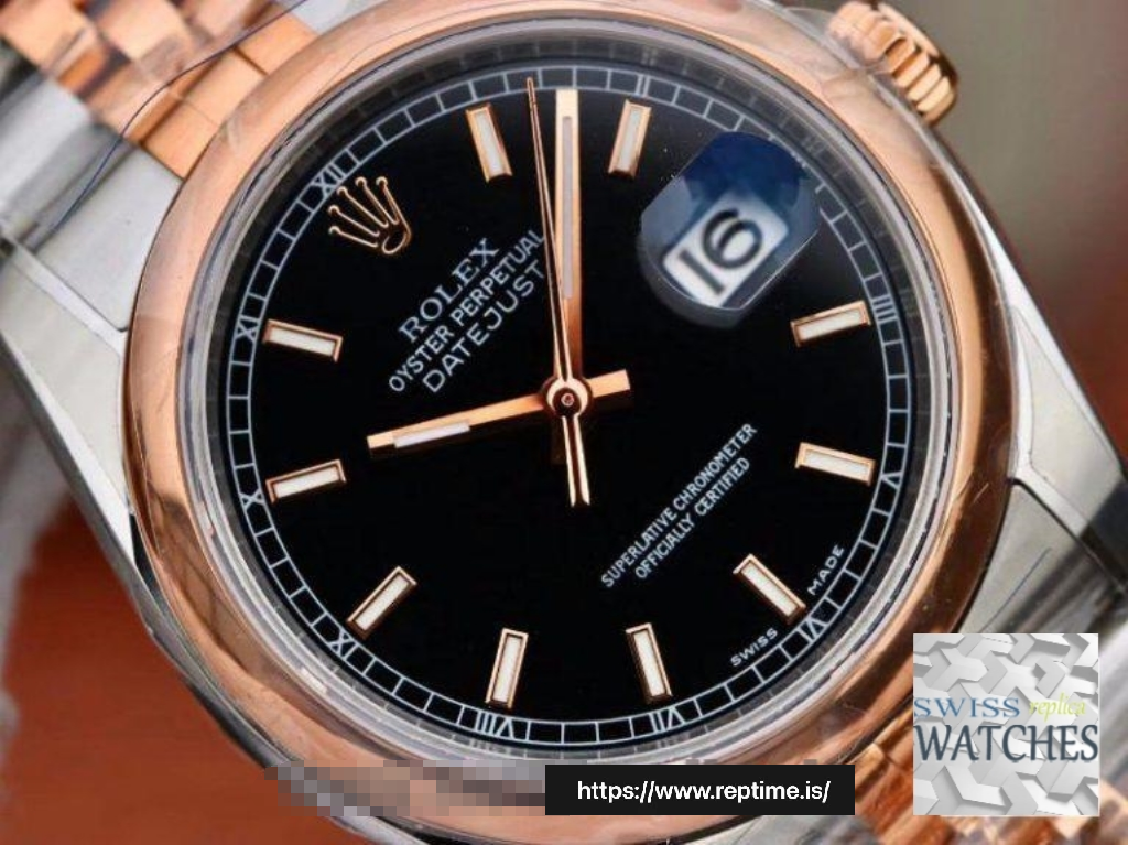 ROLEX DATEJUST BLACK DIAL STAINLESS STEEL 36MM SWISS REPLICA 126201.1