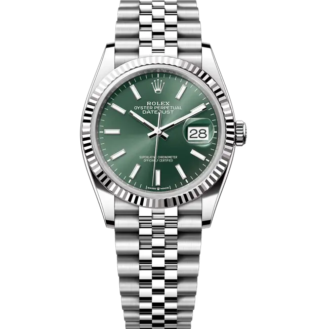 Rolex Datejust 36 Green Index Oystersteel White Gold Jubilee 106234