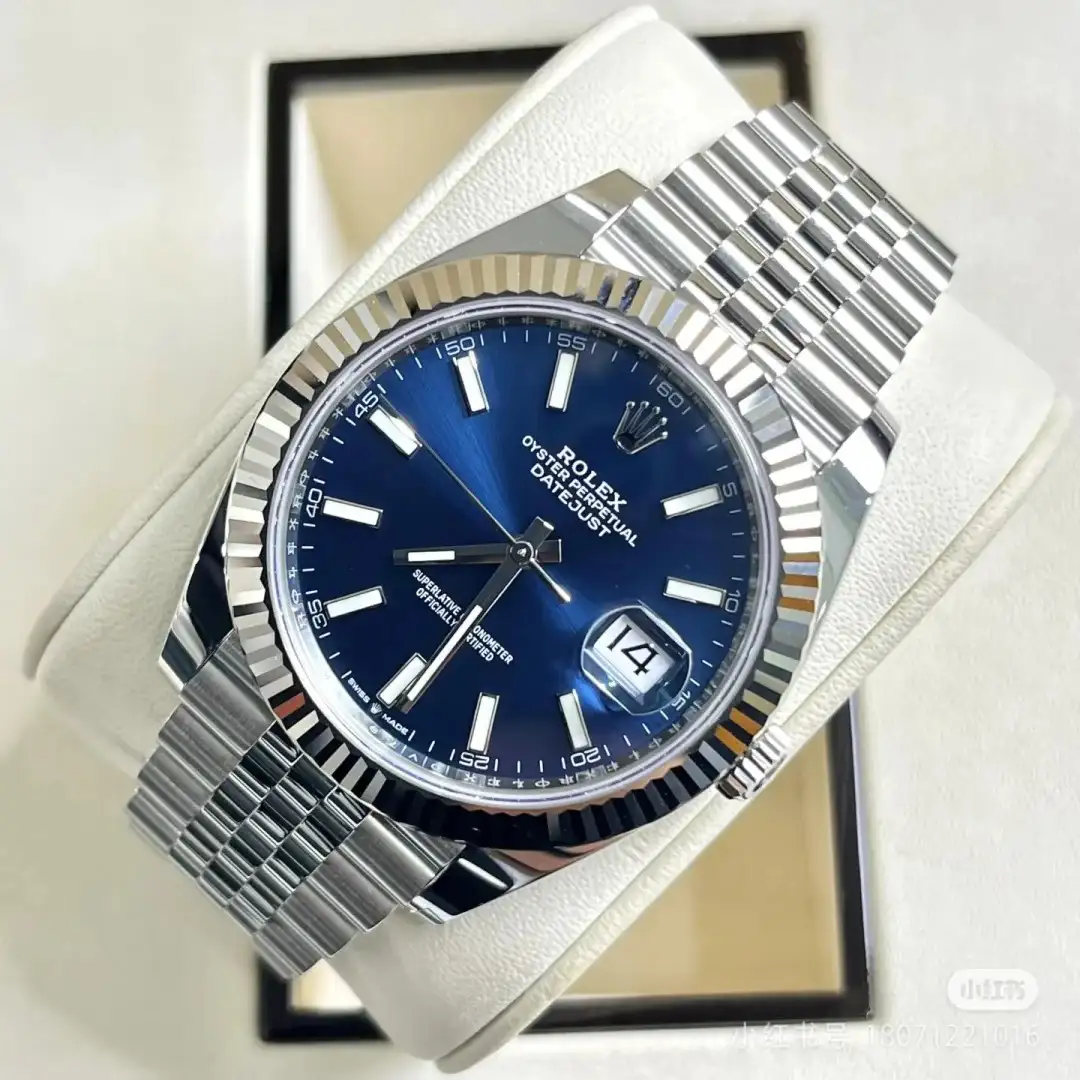 Rolex Datejust 41 White Gold/Steel Blue Dial Fluted Bezel 126334 (Jubilee)