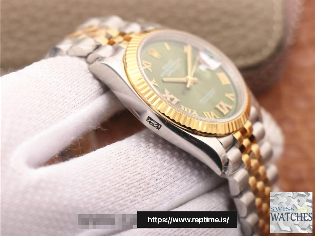 ROLEX DATEJUST GREEN DIAL 18K YELLOW GOLD 36MM SWISS REPLICA m126233.0025