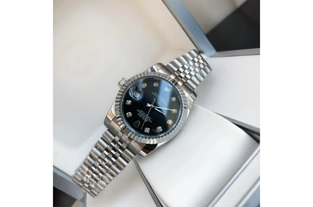 Couple Watches Rolex Datejust 36/28mm SS/SS Jub Black/Dial