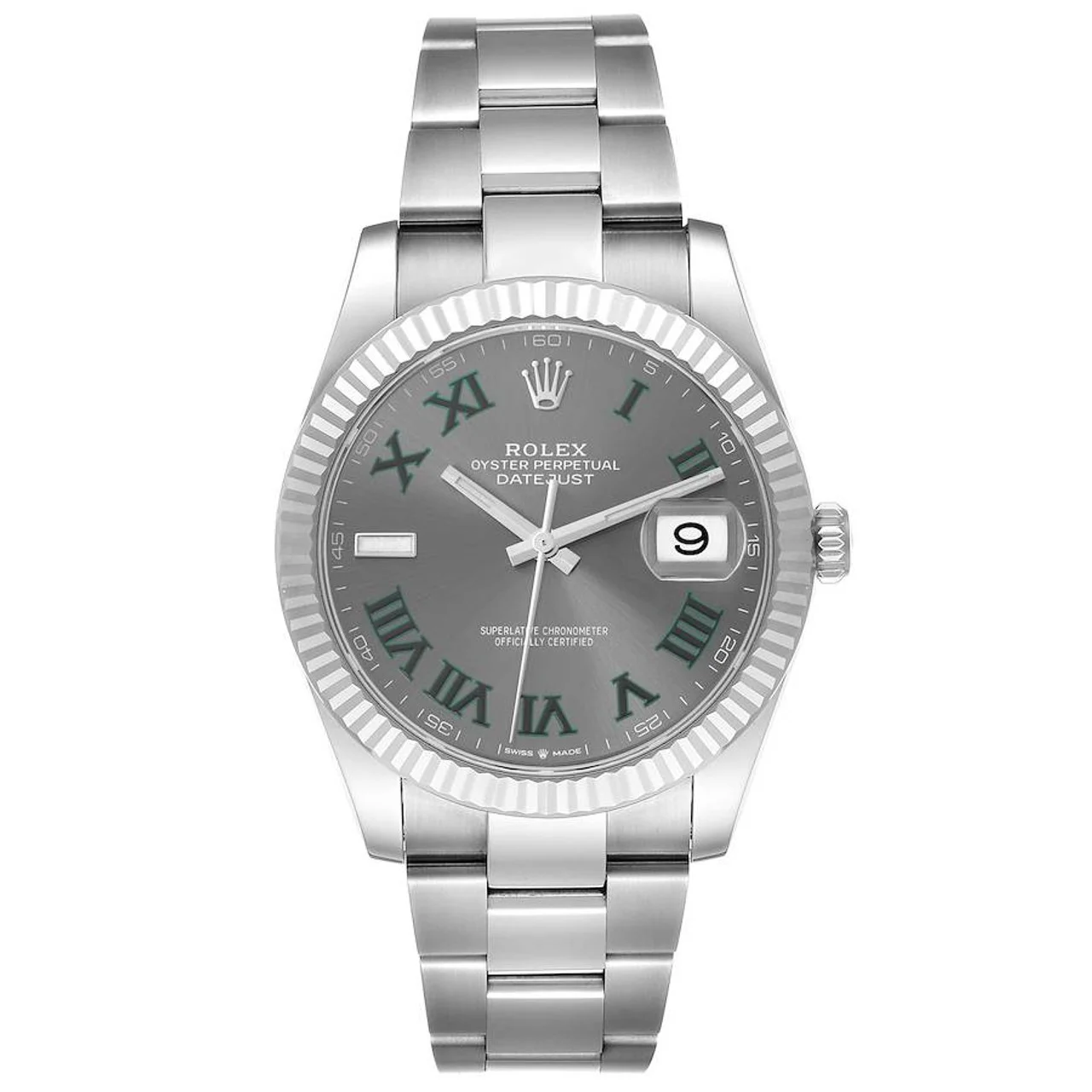 Superclone Rolex Datejust 41mm Rhodium Dial 126334 Wimbledon Flutted / Oyster