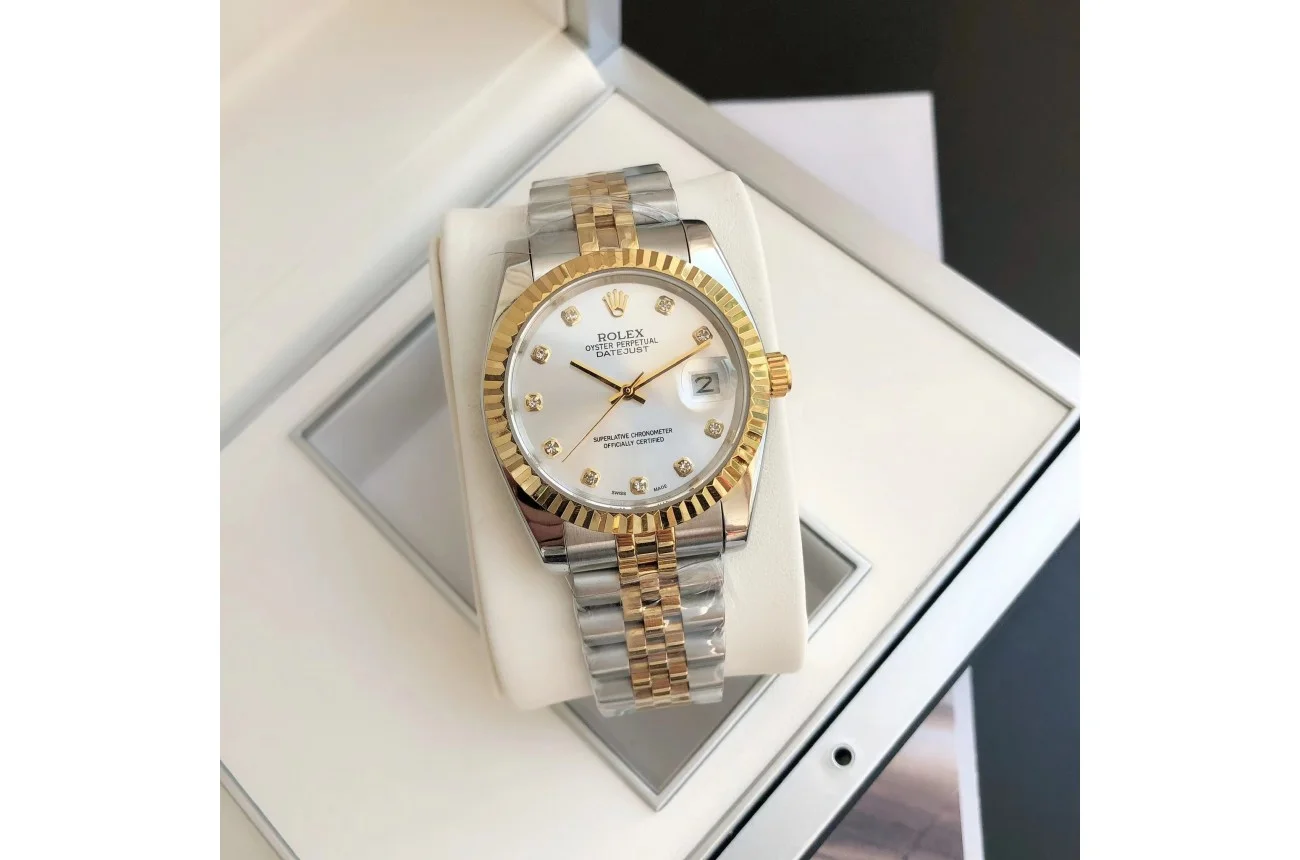 Couple Watches Rolex Datejust 36/28mm RG/SS Jub Sliver/Dia