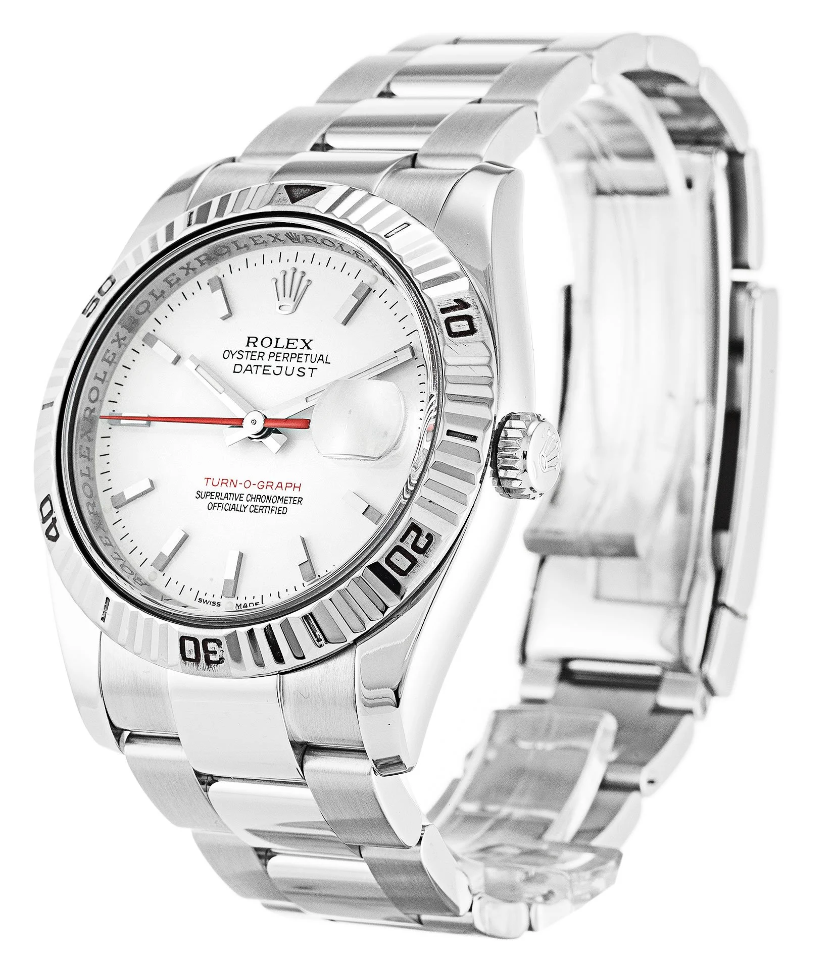 Rolex Datejust Turn-O-Graph 36mm White Dial 116264