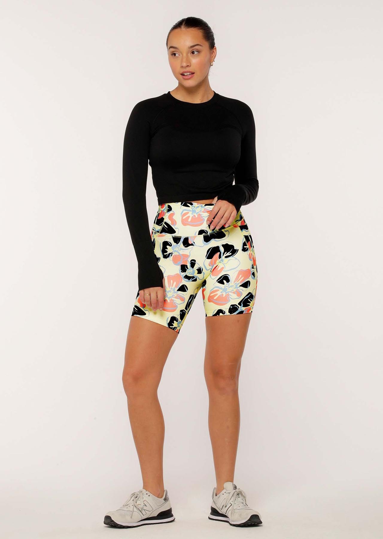 Lorna Jane Hibiscus Hi-Fold No Ride Bike Short