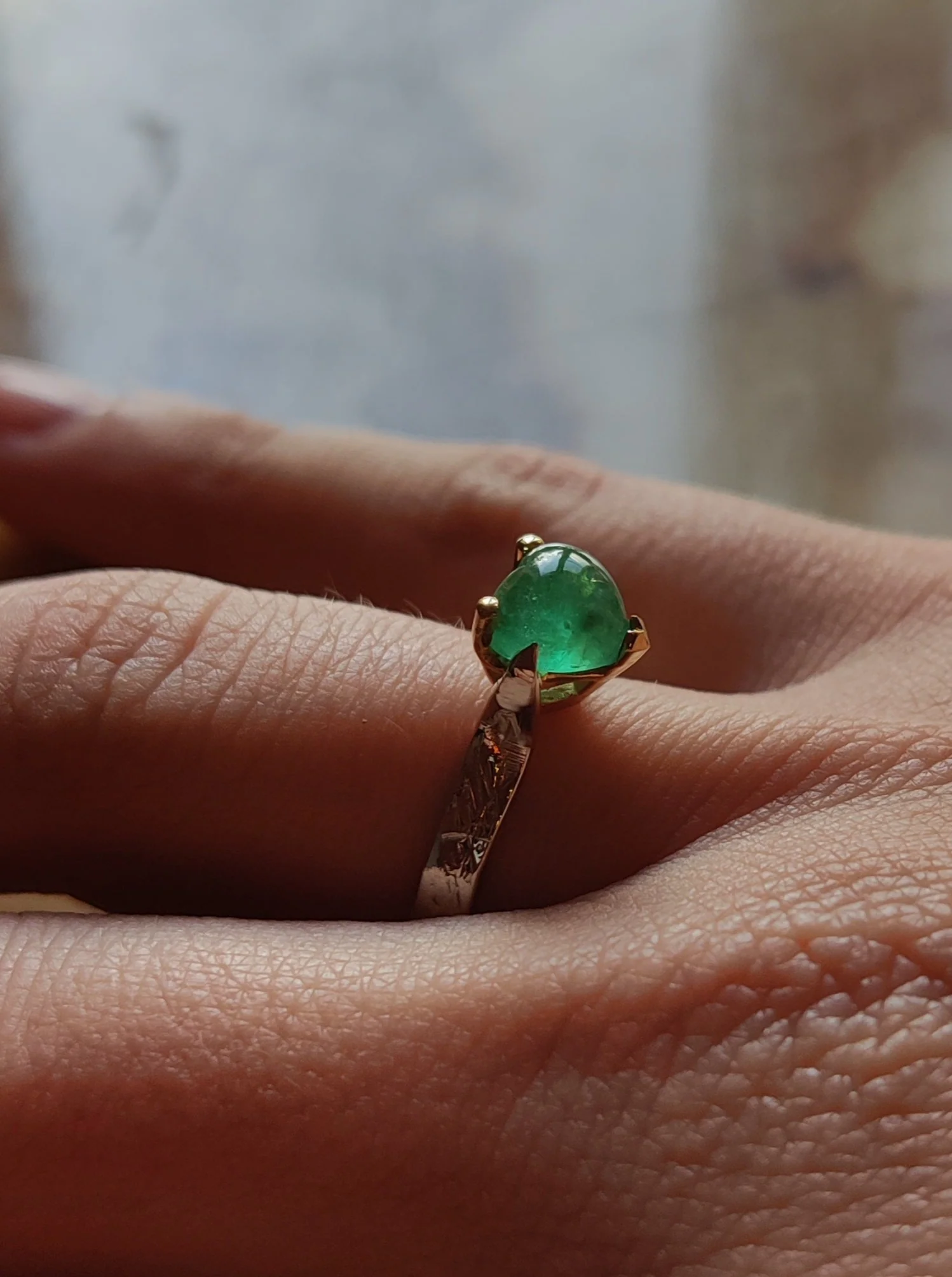 Ring in 14K geel goud met smaragd - Isabel