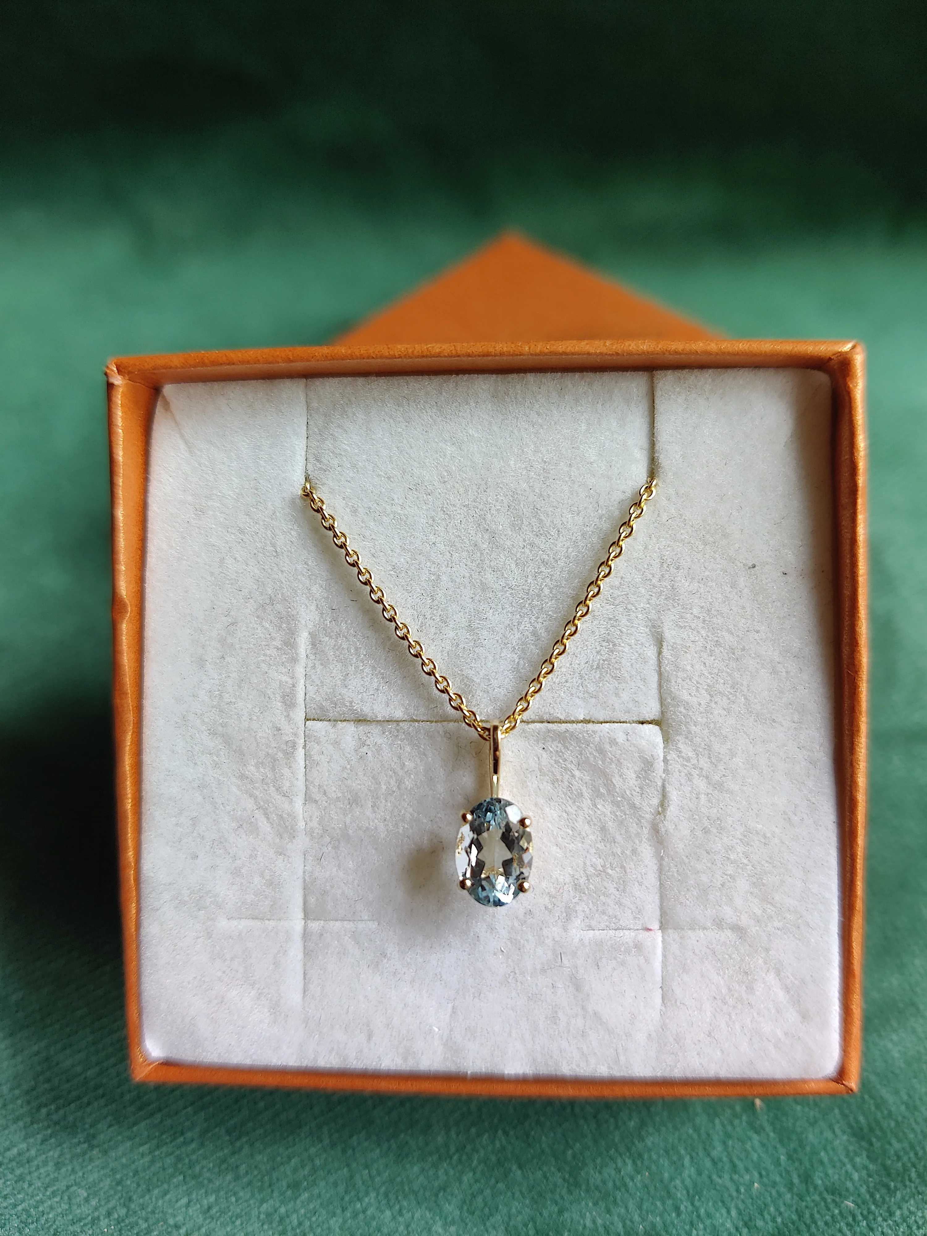 Hanger in 14k geel goud met aquamarijn - Maarti