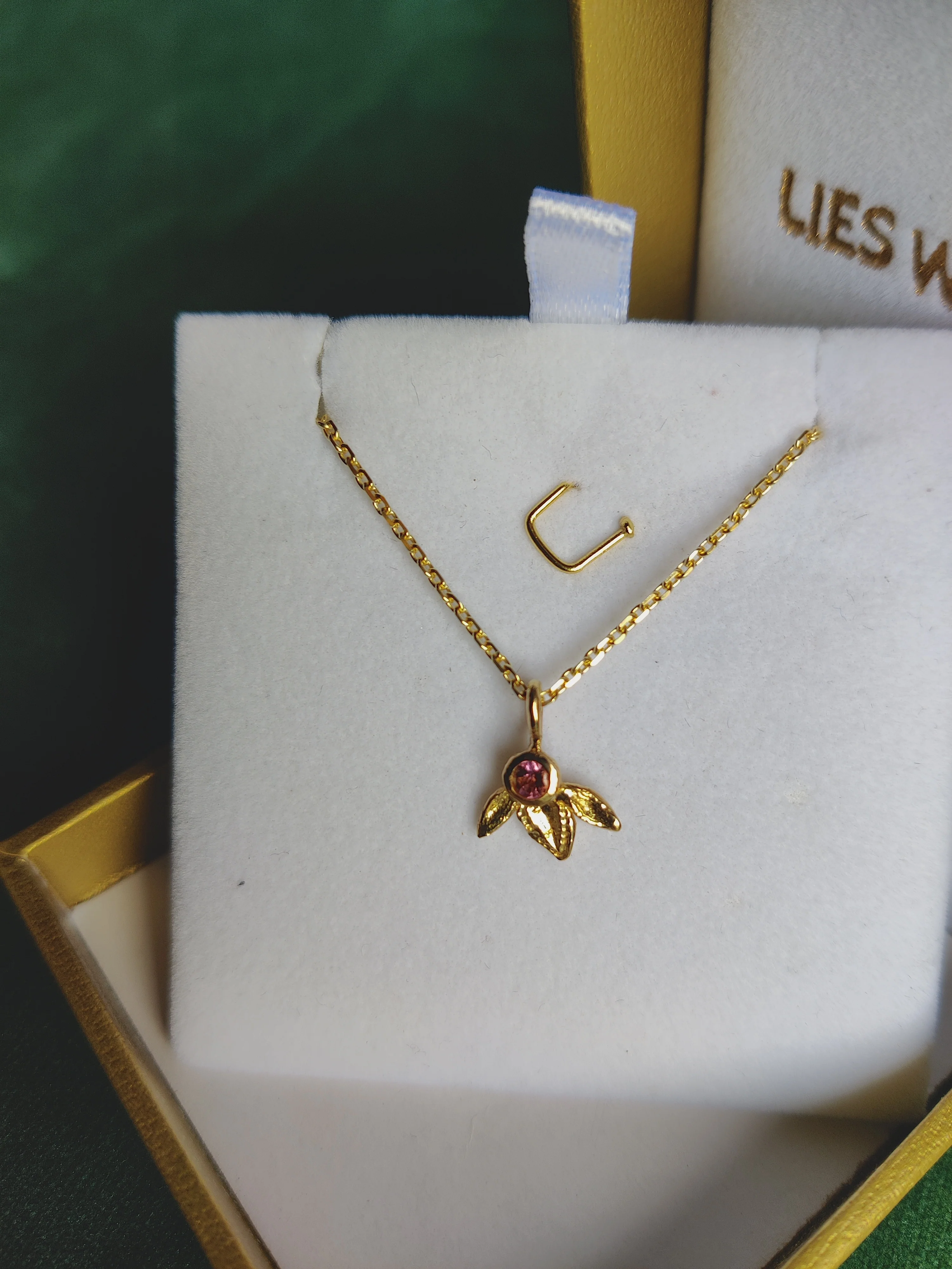 Hanger in 18k geel goud met roze toermalijn - Ivy