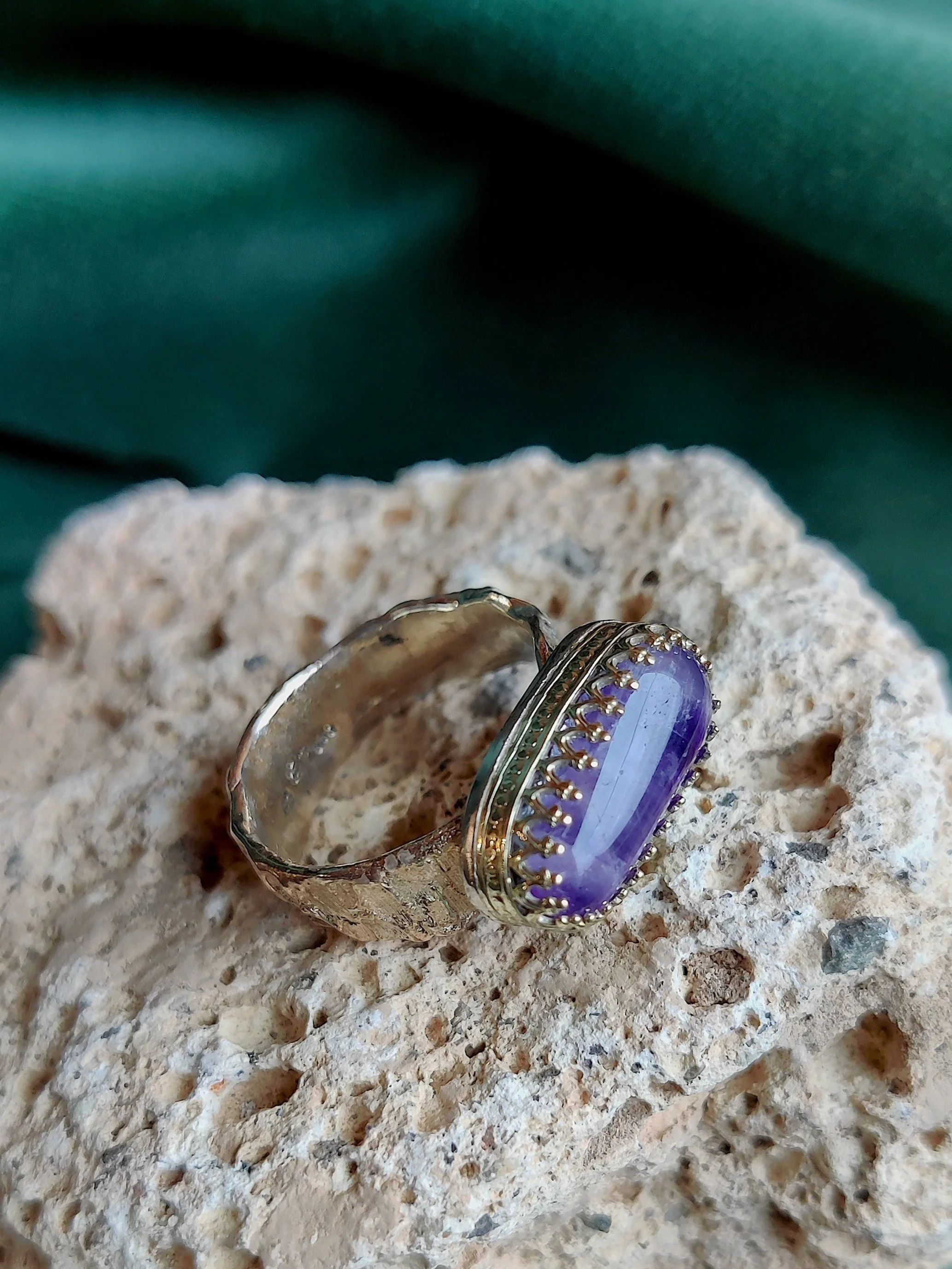 Ring in zilver en 14k geel goud met amethist: Fiona