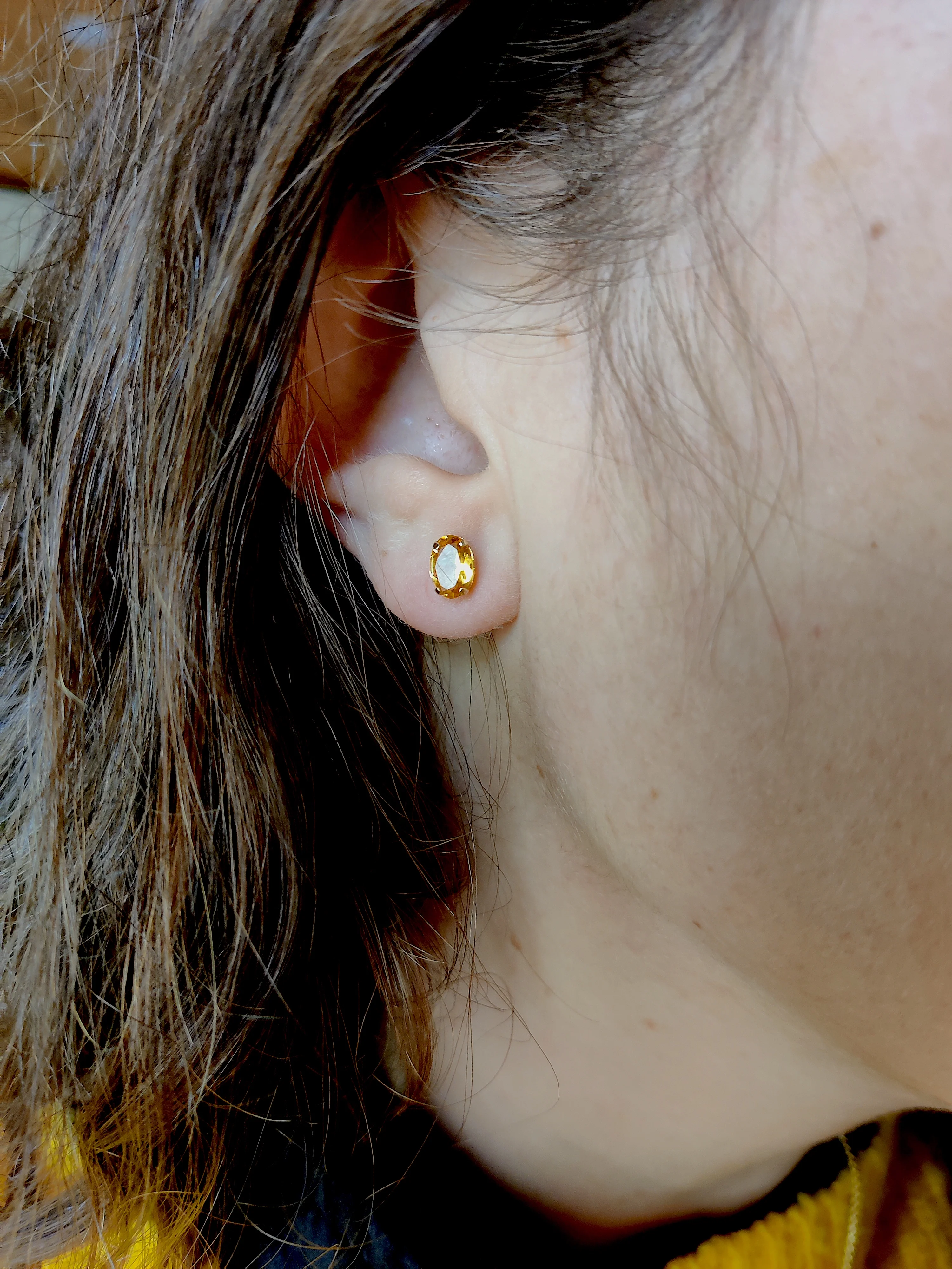 Oorbel in 14k geel goud met citrine - Nova