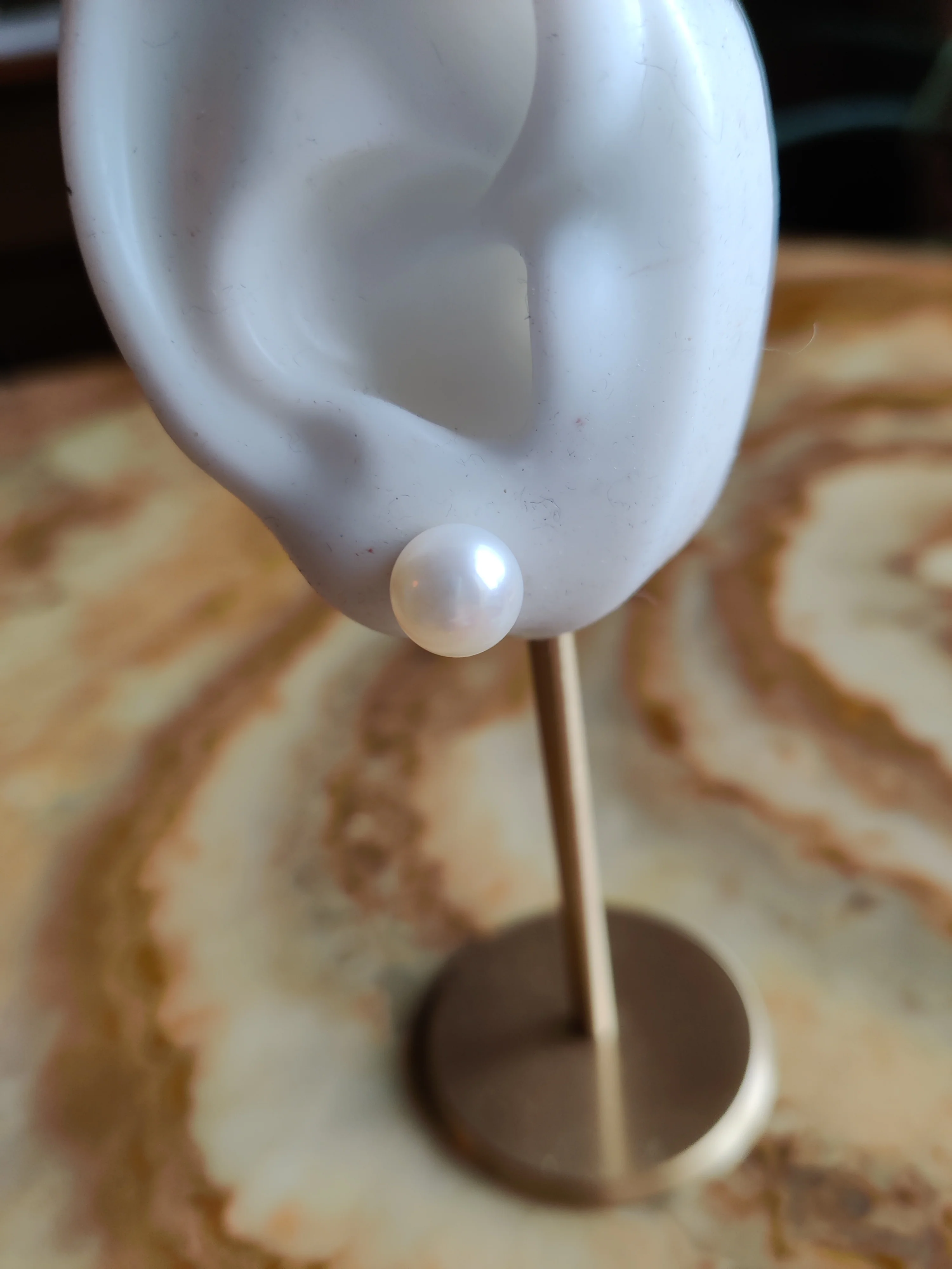 Oorbel in 14k geel goud met ronde parel - Dori