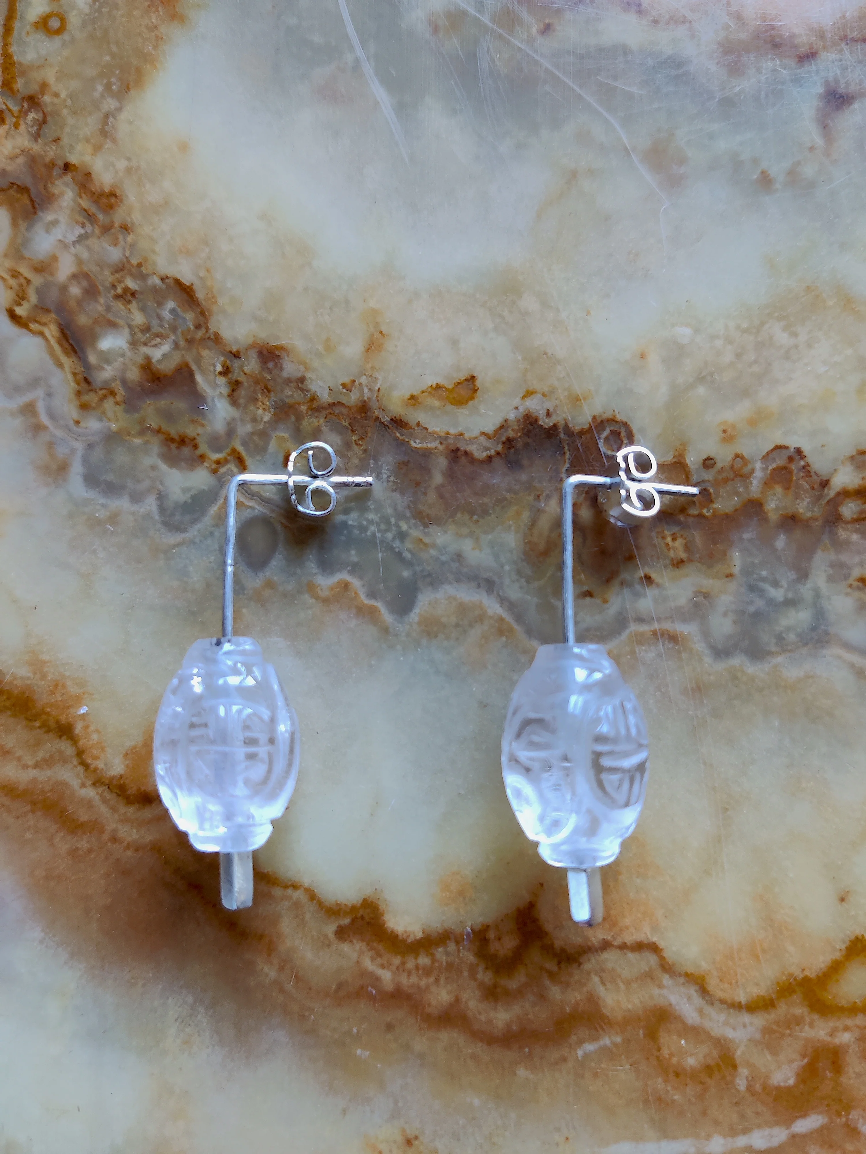 Oorbel hanger in zilver met bergkristal - Bel-Li