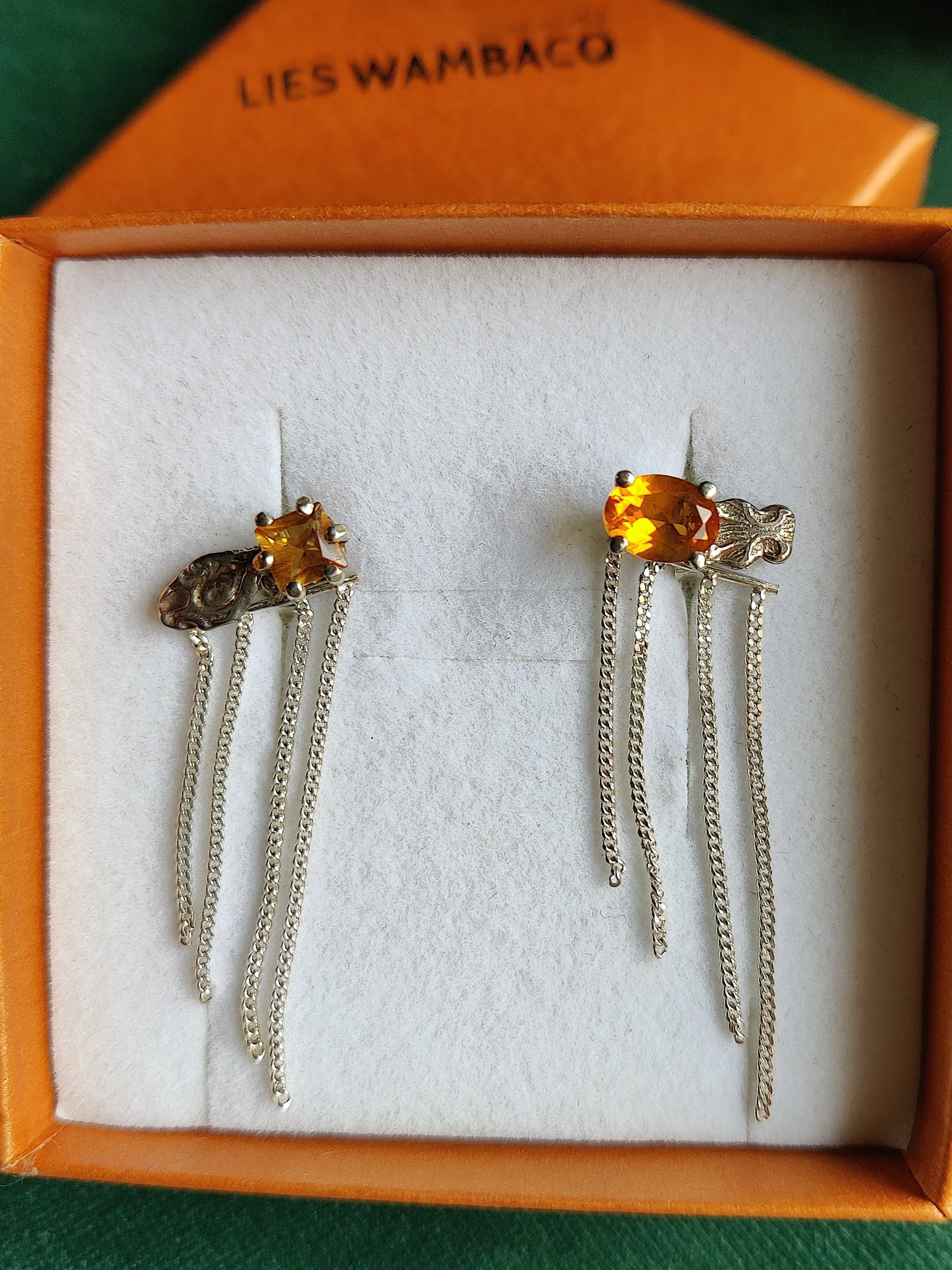 Oorbellen zilver met citrine: Cindy