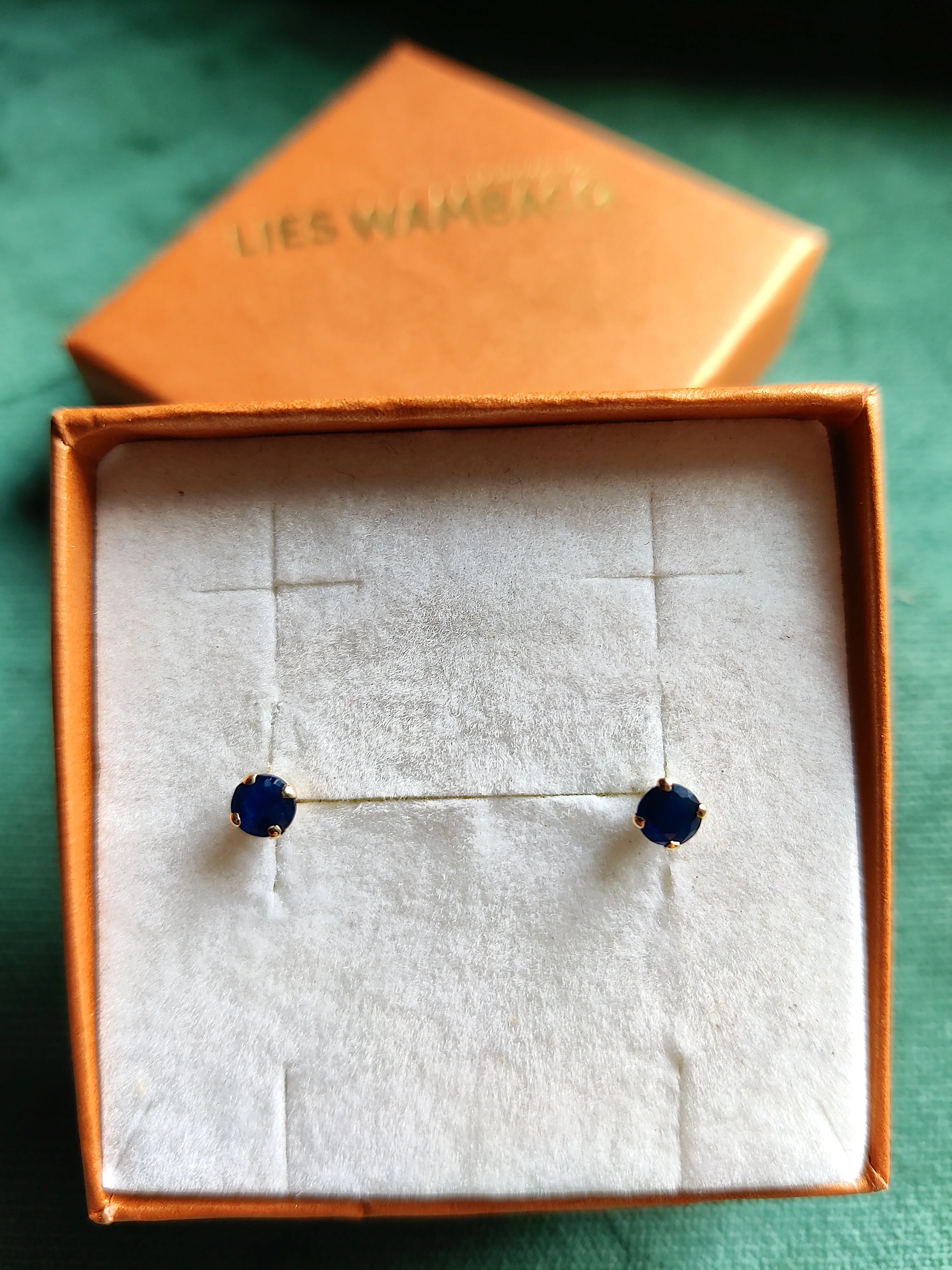 Oorbel in 14k geel goud met saffier - Septi