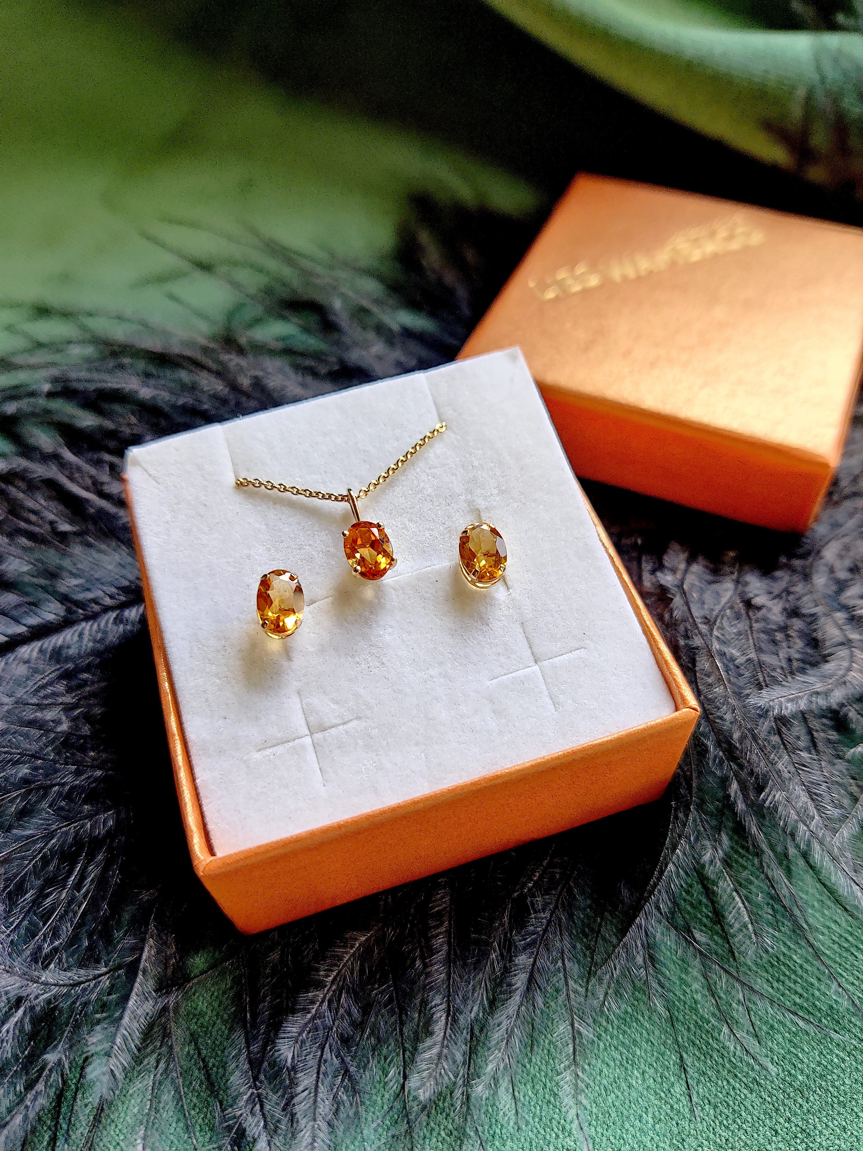 Oorbel in 14k geel goud met citrine - Nova