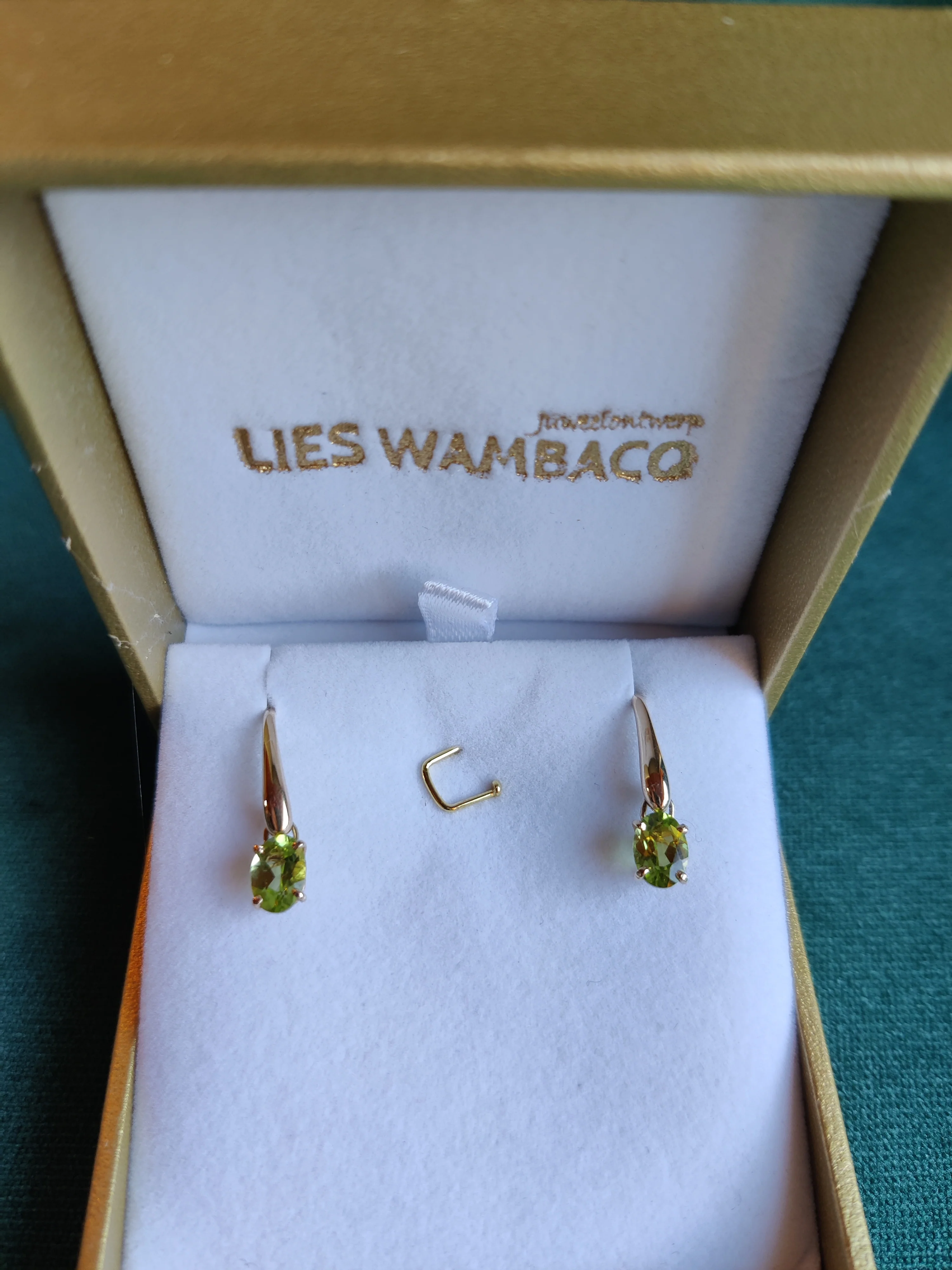 Oorbel in 14k geel goud met peridoot - Rhea