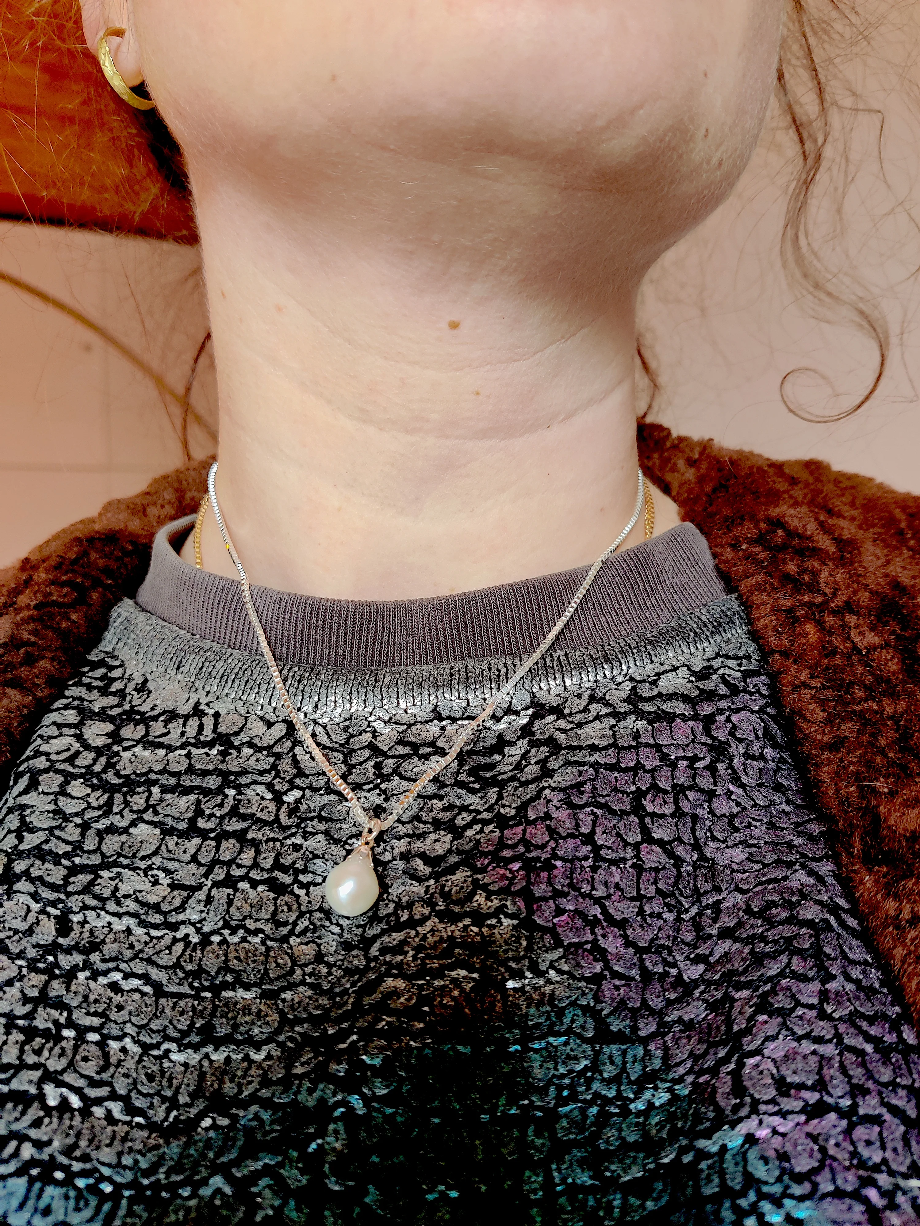 Hanger in zilver met zoetwater parel - Venus