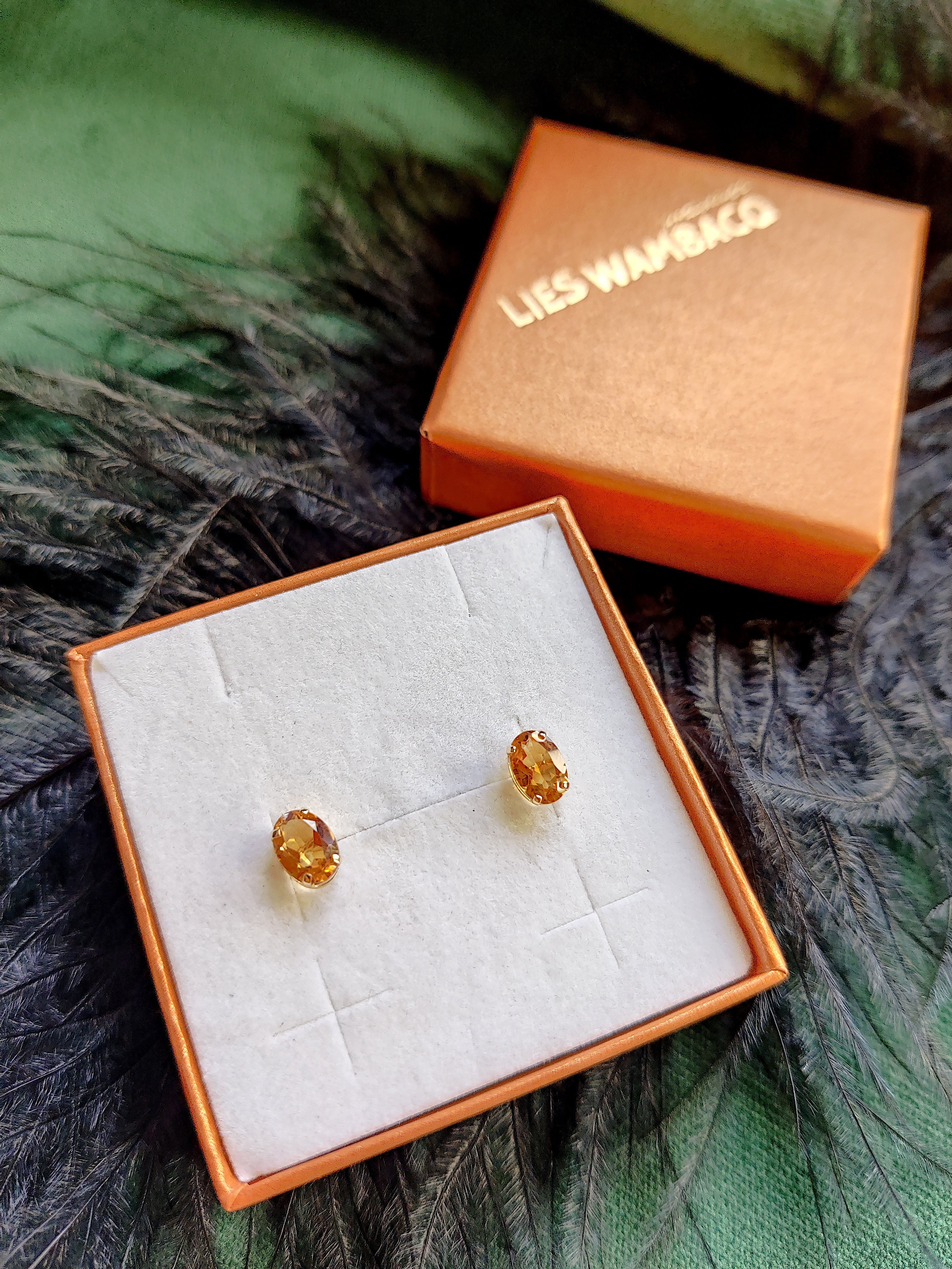 Oorbel in 14k geel goud met citrine - Nova