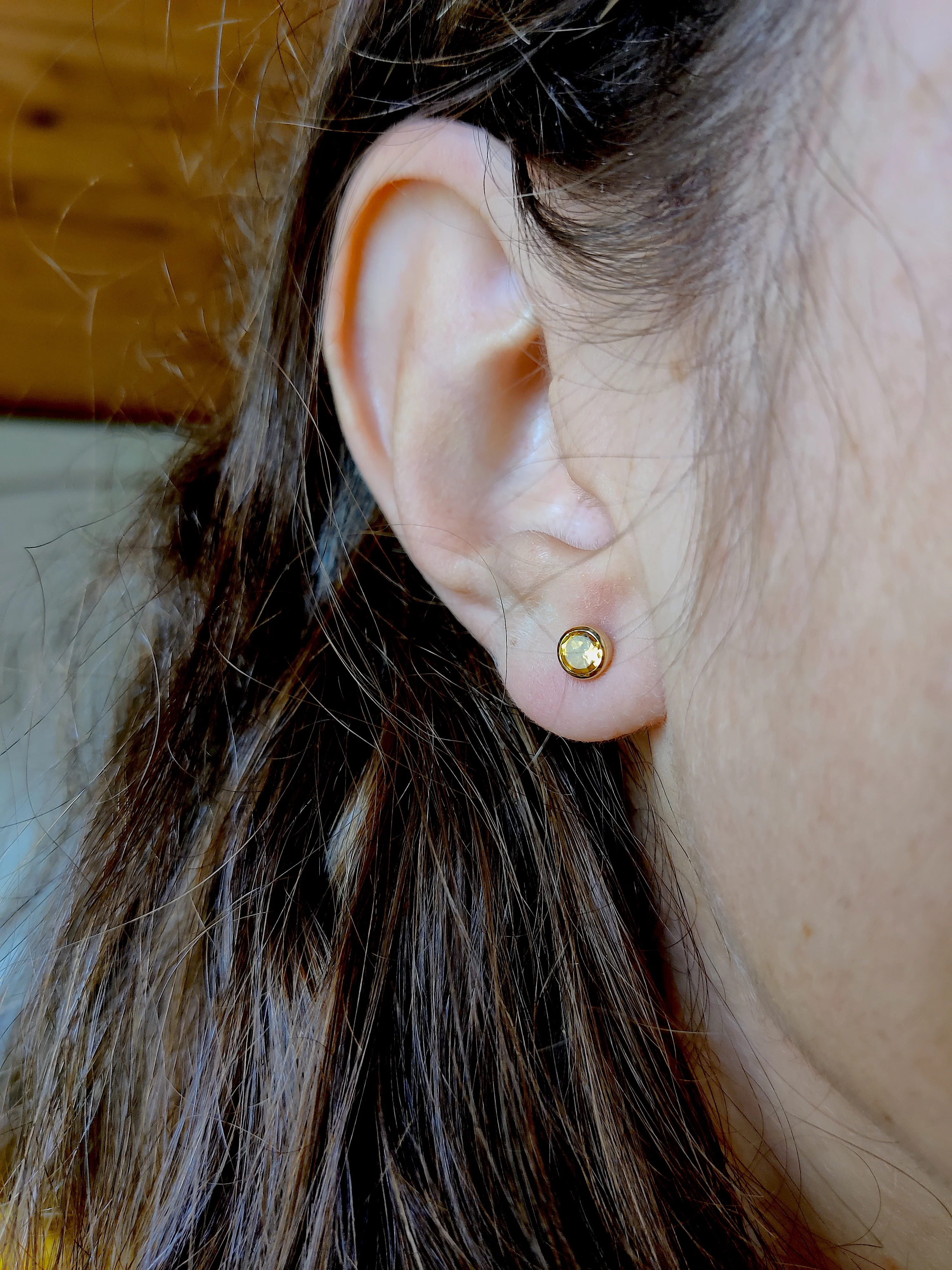 Oorbel in 14k geel goud met citrine - Eleven